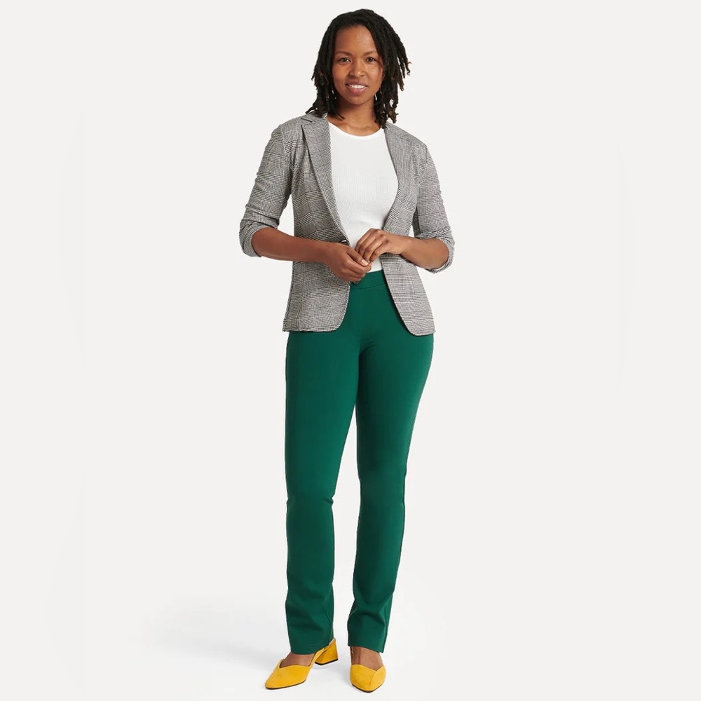 Betabrand Two-Pocket Straight-Leg Dress Pant Yoga Pants Emerald Green